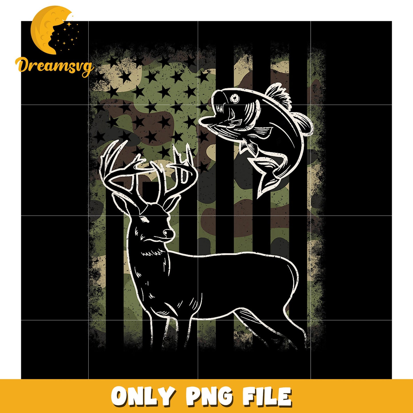 Camouflage Deer & Bass PNG