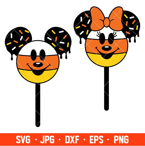 Candy Corn Mickey & Minnie Svg, Free Svg, Daily Freebies Svg, Cricut, Silhouette Vector Cut File