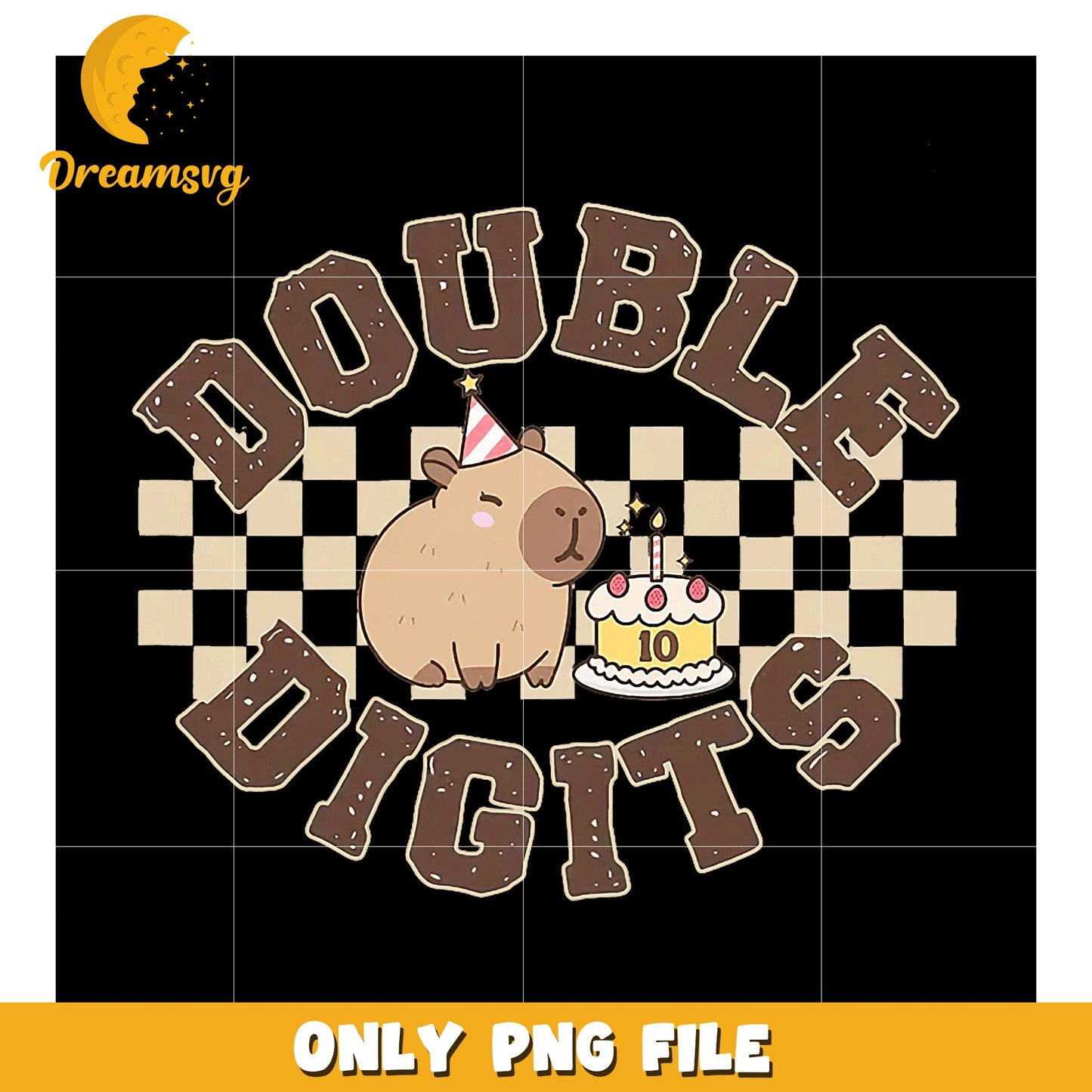 Capybara Double Digits Birthday PNG
