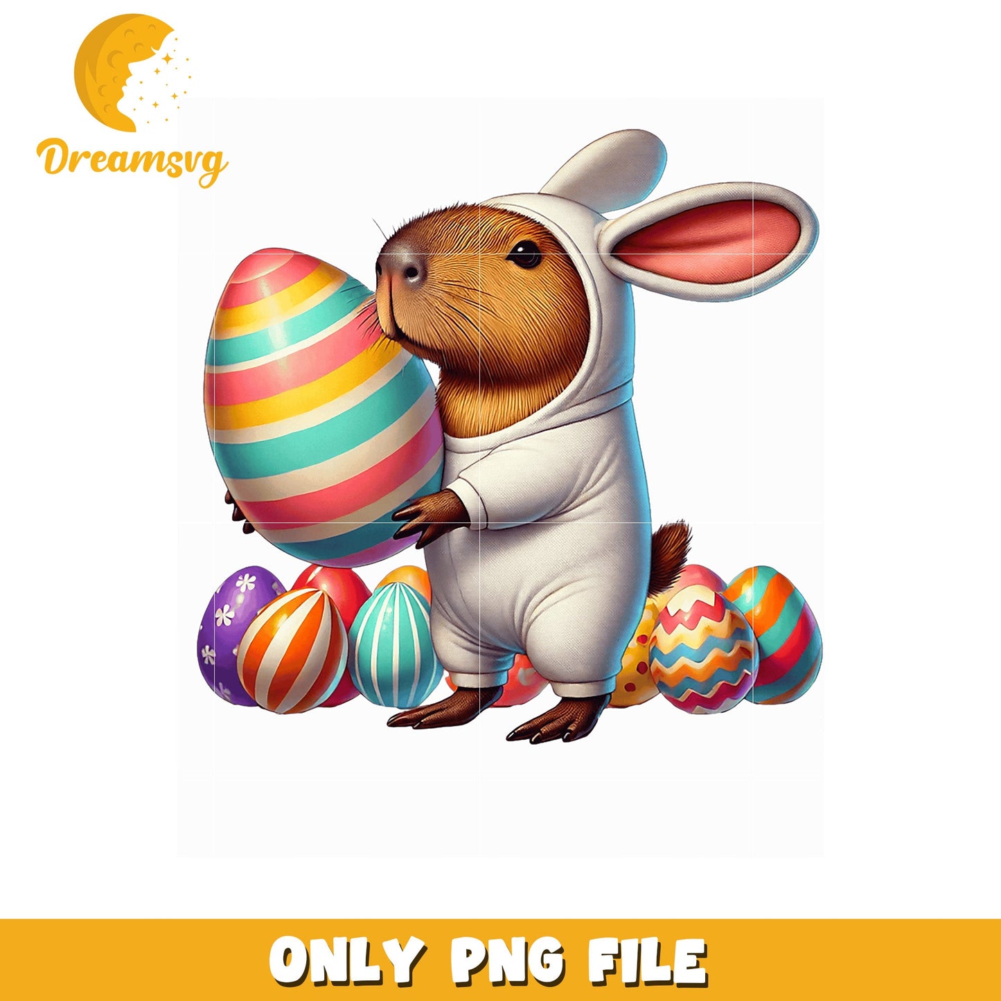 Capybara Easter Bunny PNG Cute Easter Clipart