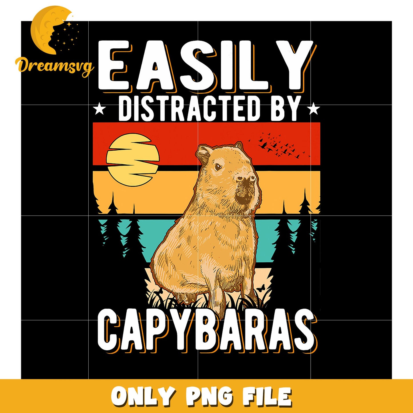 Capybara PNG Easily Distracted Design