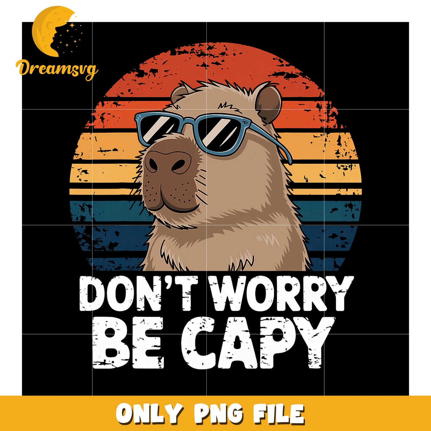 Capybara Sunglasses PNG Retro Design