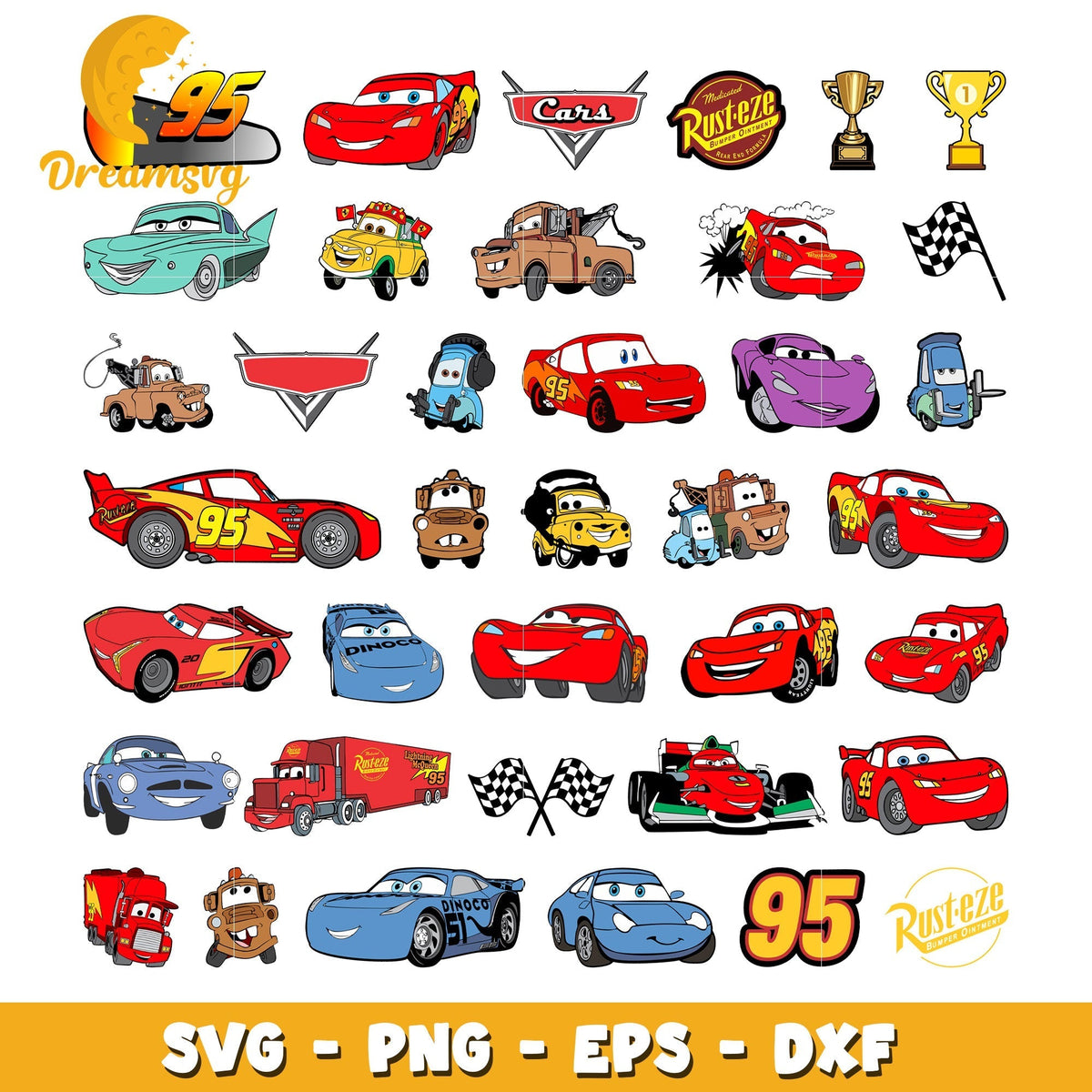Members disney cars design bundle svg, disney pixar cars svg