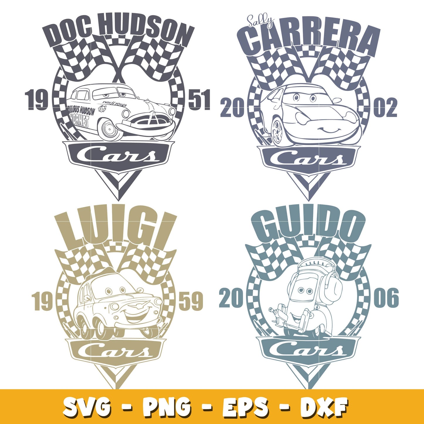 Lightning McQueen Sally carrera and friends bundle svg, Disney car svg, Digital download