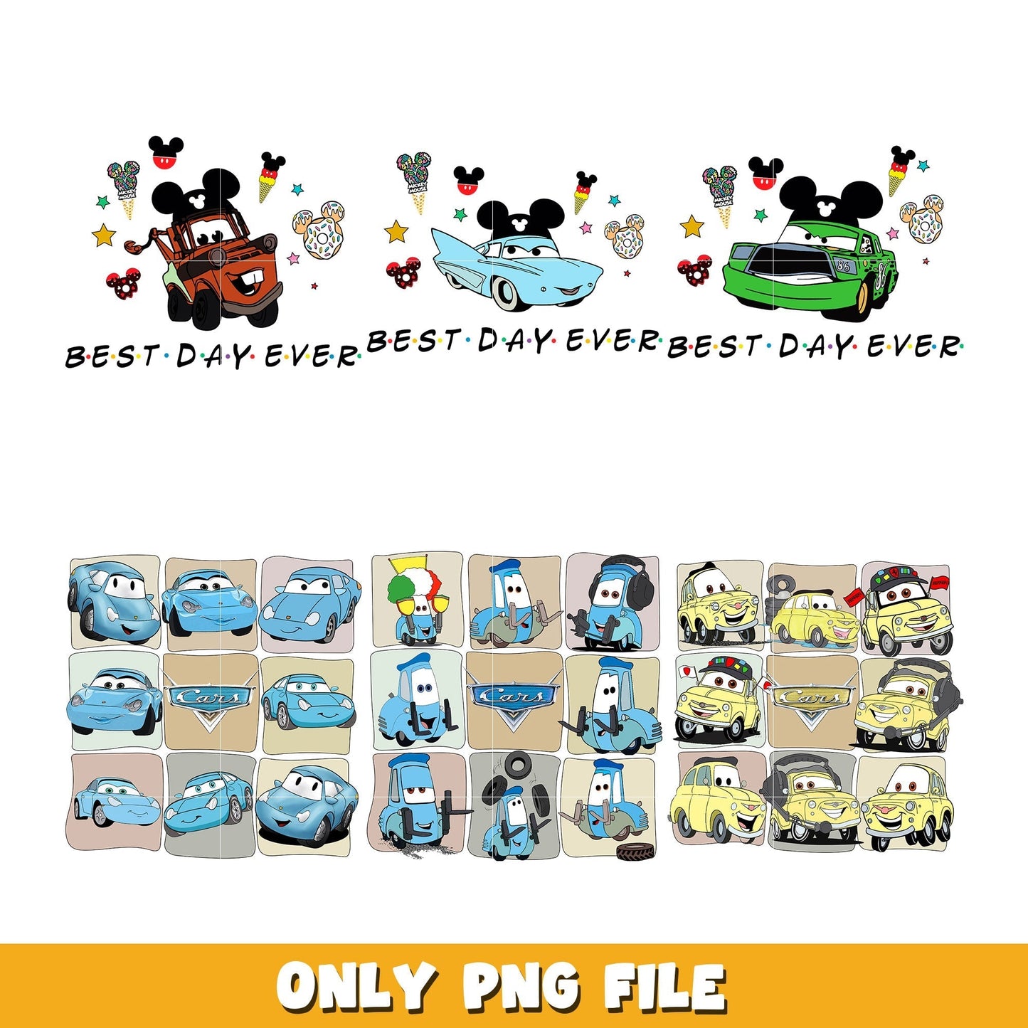 Best Day Ever Disney Cars bundle png, Disney Cars svg, Disney cartoon png, Digital download