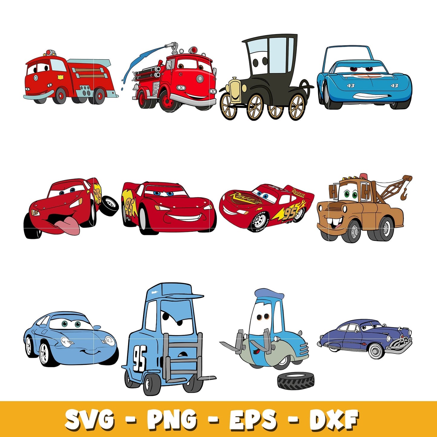 Disney Cars Lightning McQueen bundle svg, Disney car svg, Digital download