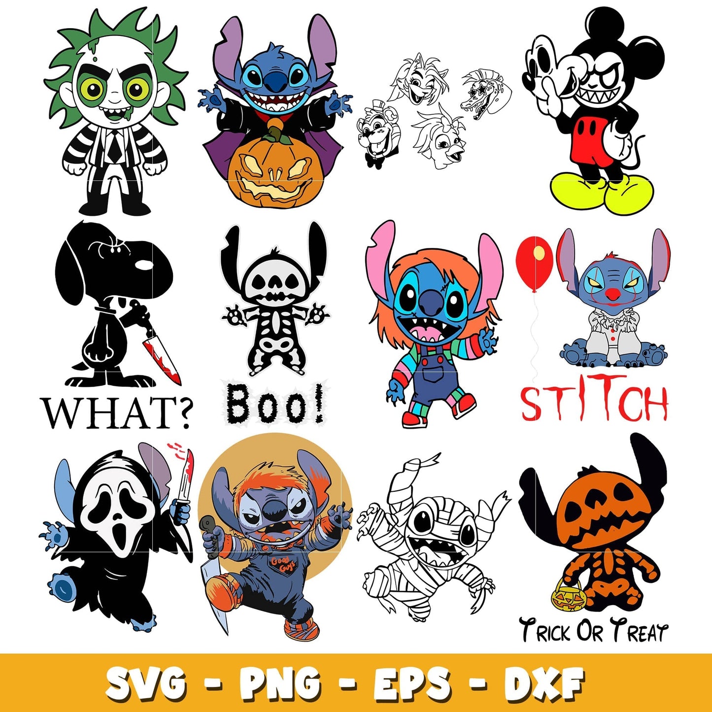 Disney horror stitch svg bundle, Disney halloween svg, Disney svg