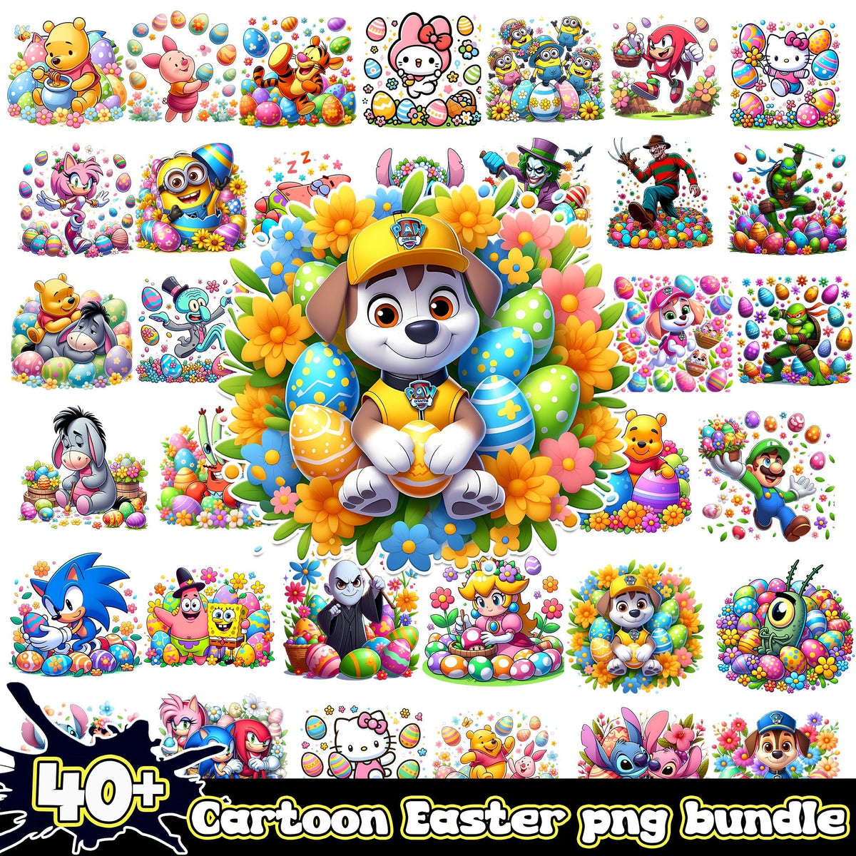 Cartoon Easter png bundle trending 2024