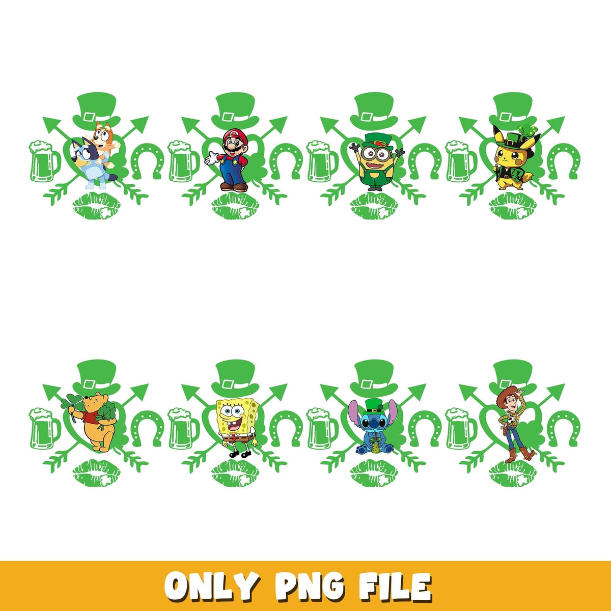 Disney Patrick's Day png, Disney bundle png, cartoon png