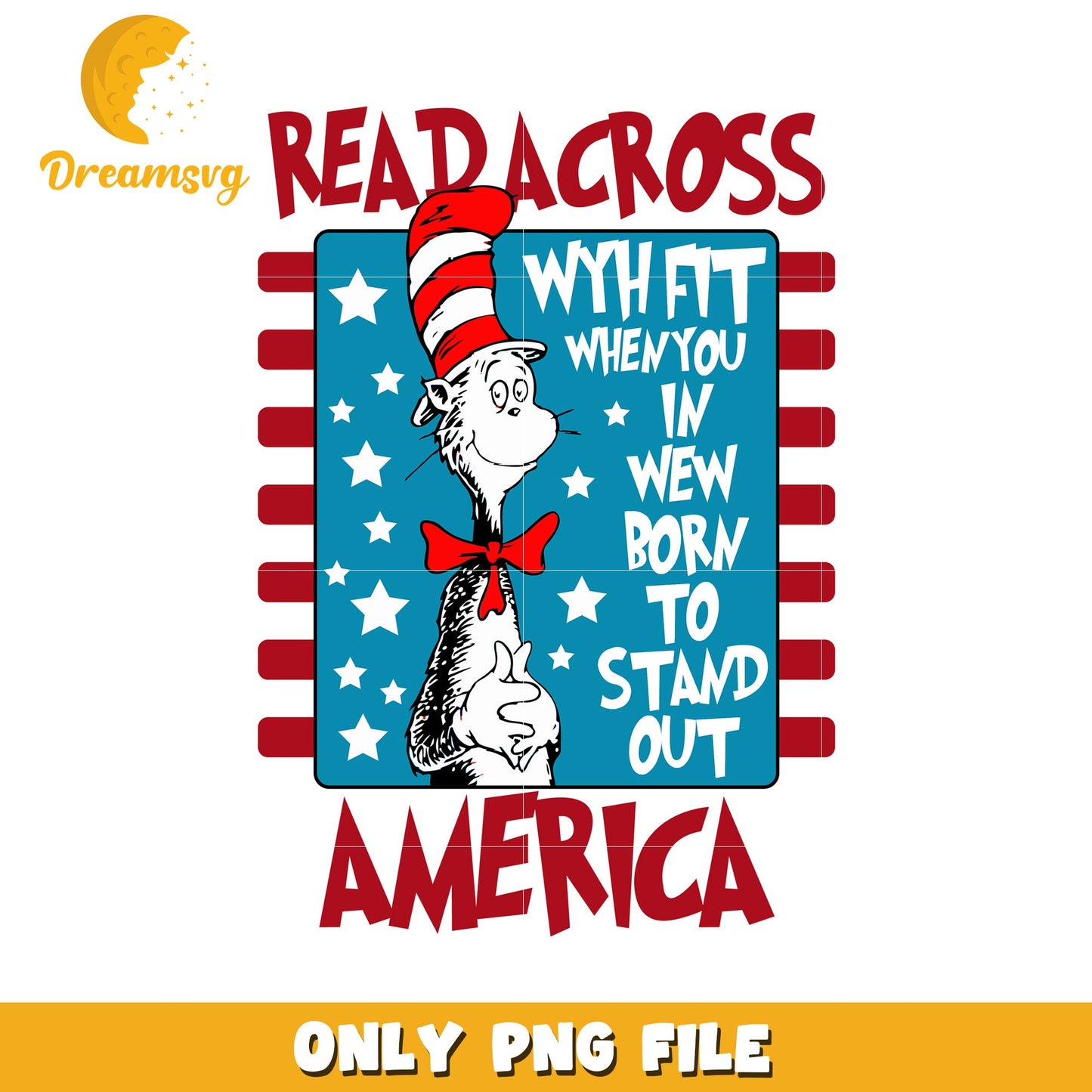 Cat in Hat Patriotic PNG Design