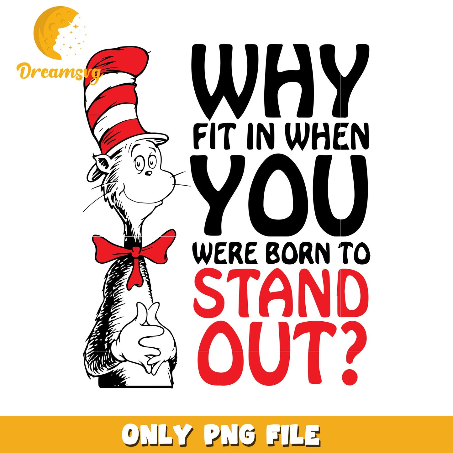 Cat in Hat Stand Out PNG Design