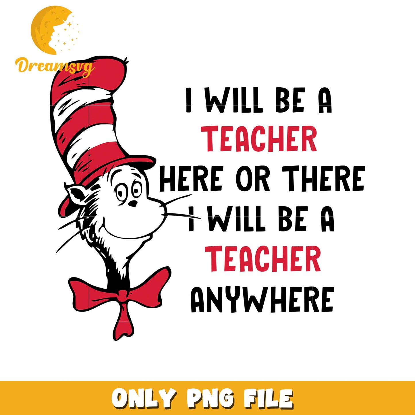 Cat in Hat Teacher PNG Design