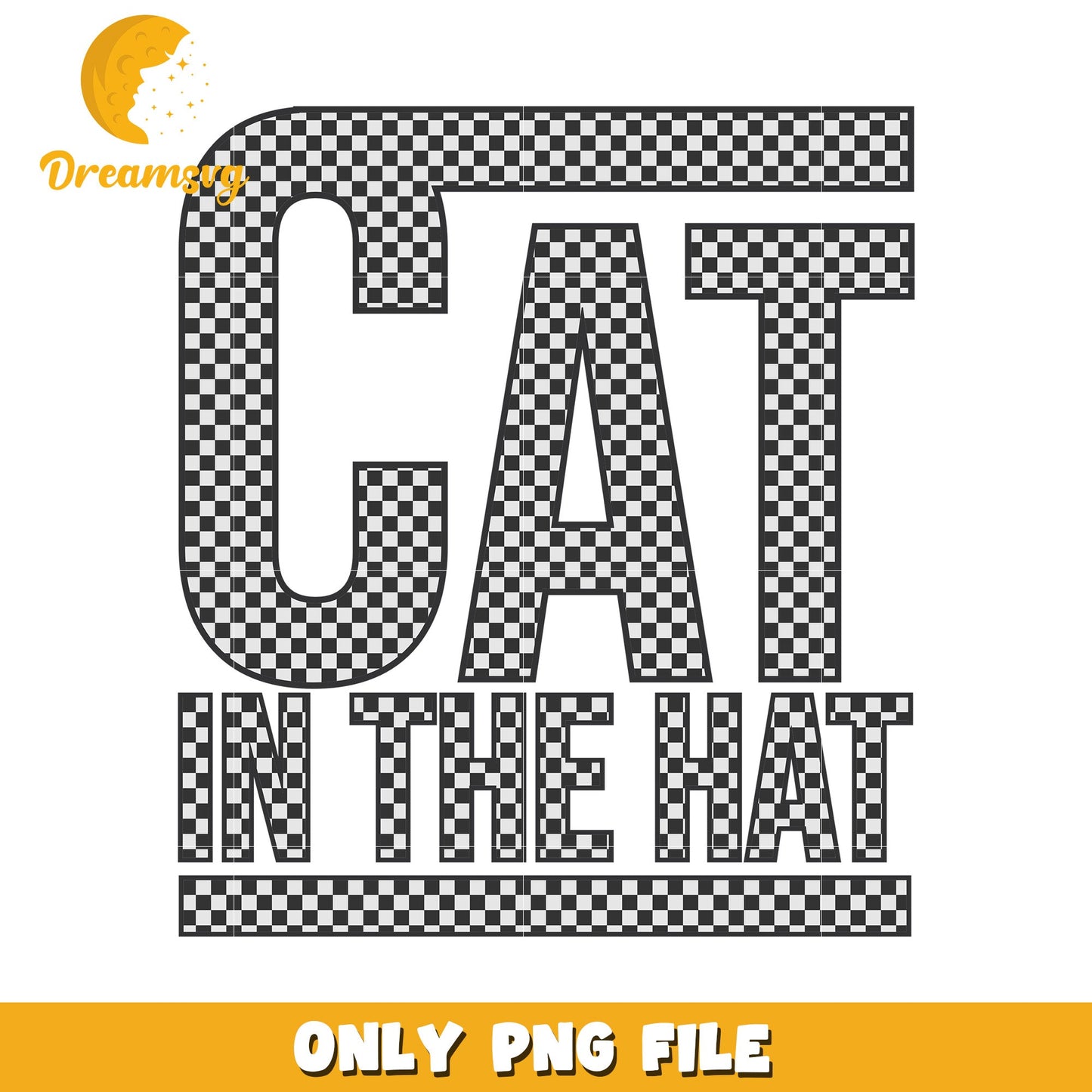 Cat in the Hat Checkered Design PNG File for Download