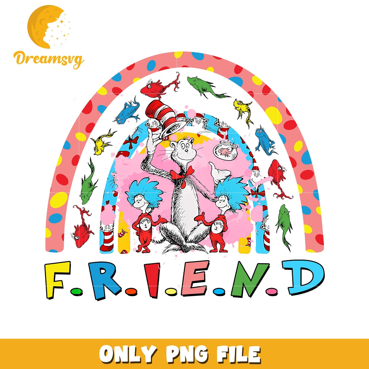 Cat in the Hat Rainbow Friends PNG
