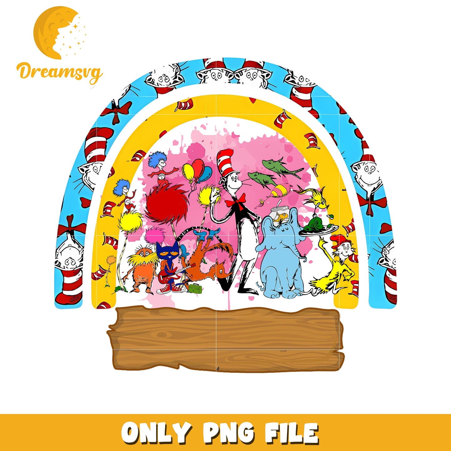 Cat in the Hat Rainbow PNG Sublimation