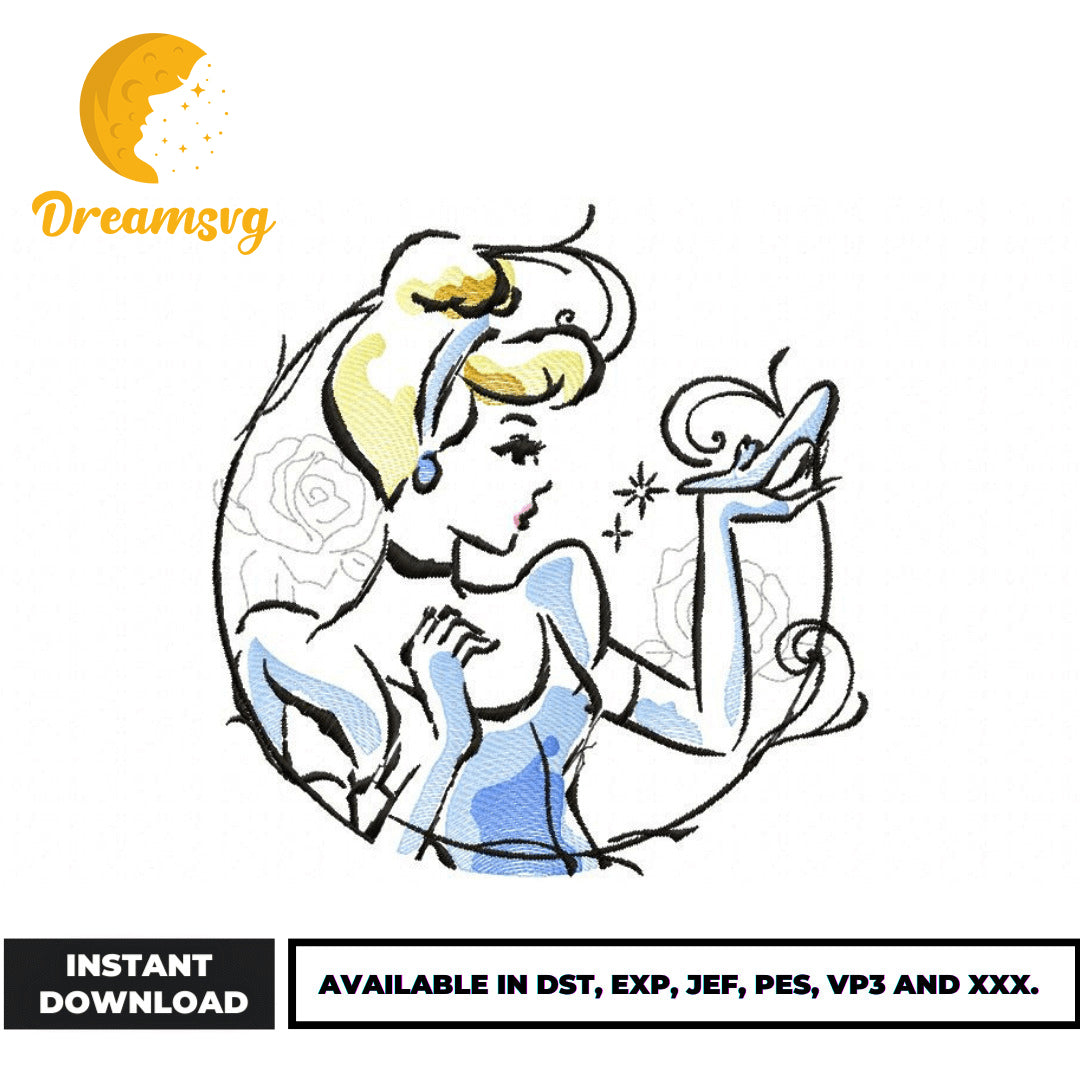 Cinderella embroidery design