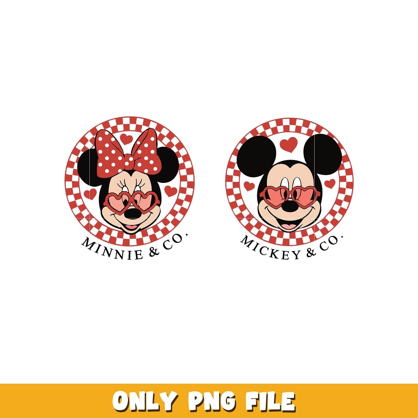 Checkered Valentines Micke and Minnie Mouse bundle png, Disney cartoon png, Digital download