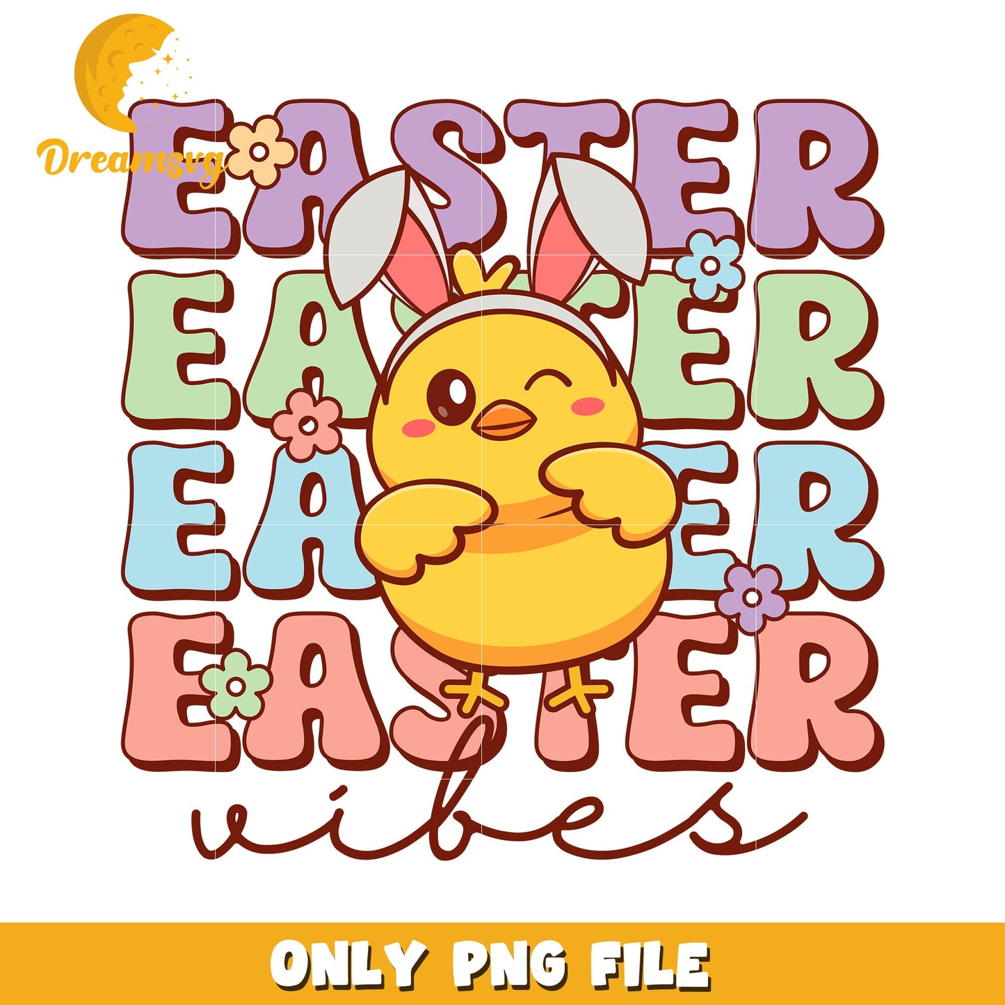 Cheerful Easter Chick with Spring Vibes PNG Graphic Design