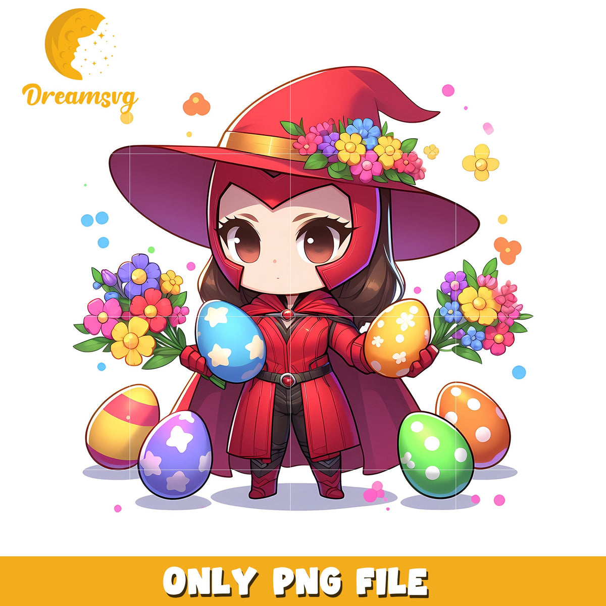 Chibi Scarlet Witch easter day png, easter day png, marvel png
