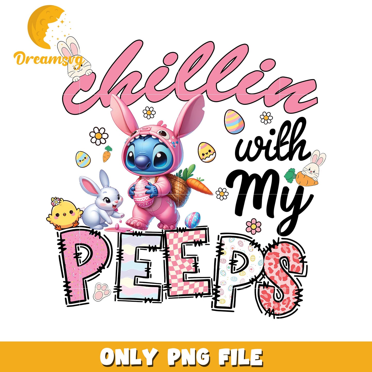 Chillin with My Peeps Easter Bunny PNG Artwork Design