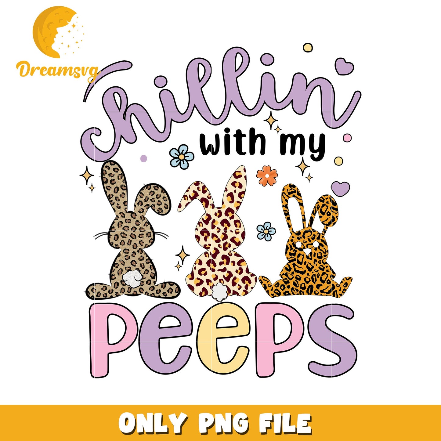 Chillin with My Peeps Fun Bunny Design PNG Graphic Art