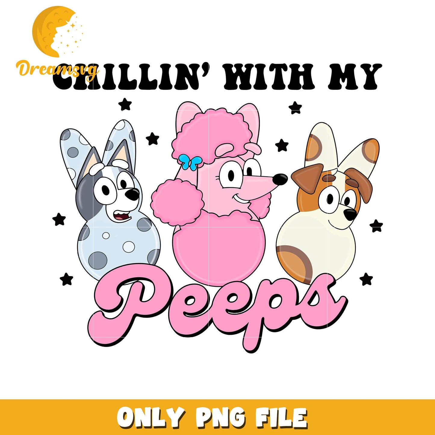 Chillin with My Peeps PNG Cartoon Dogs