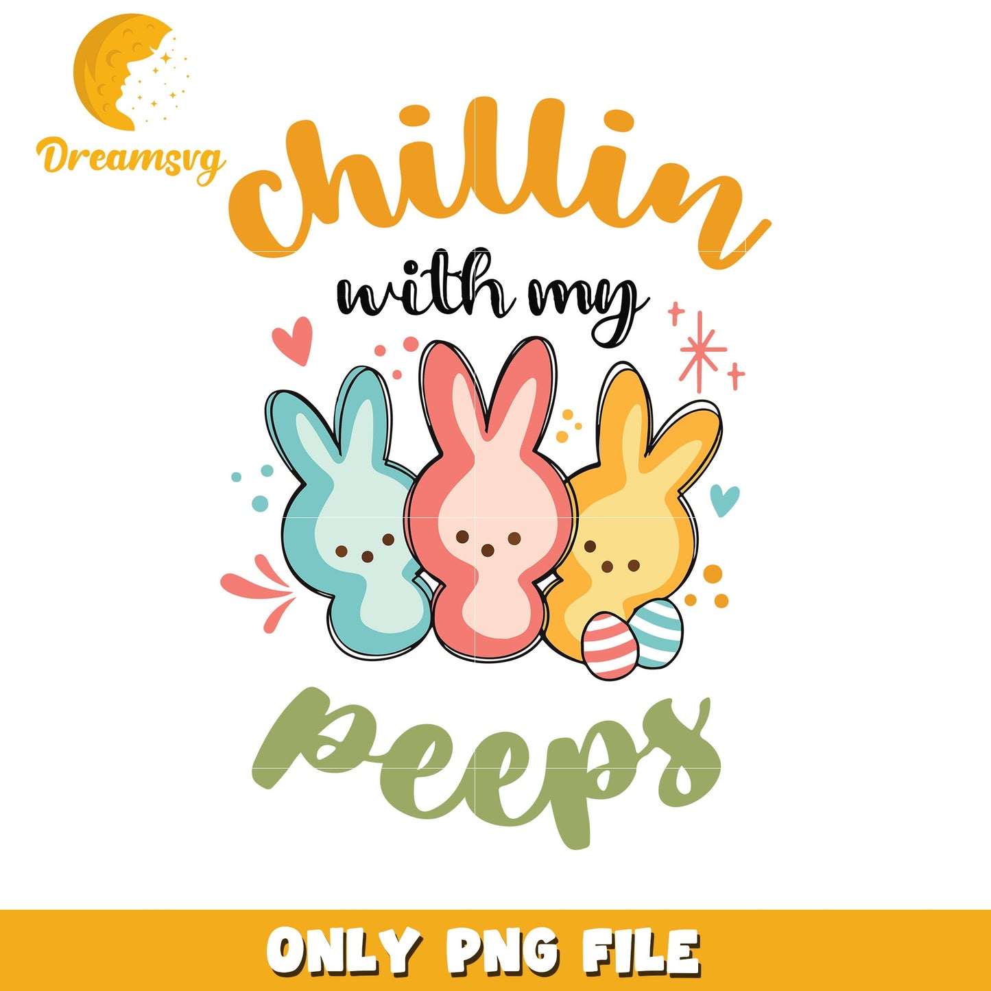 Chillin with my peeps png, easter day bunny png, bunny png