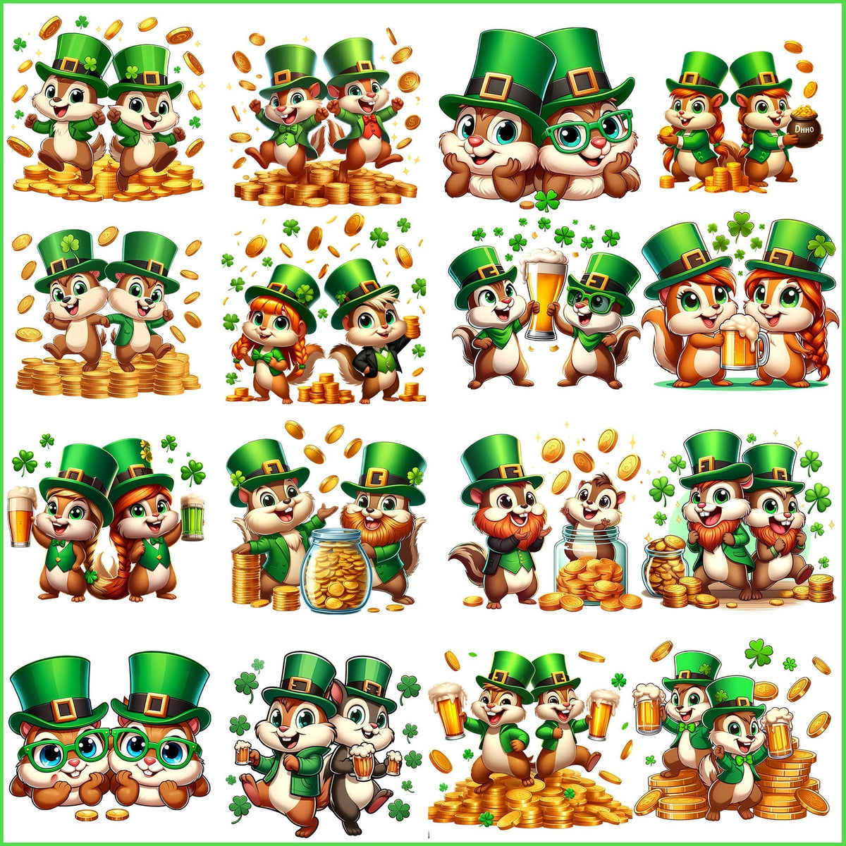 Chipmunks Patrick day png bundle