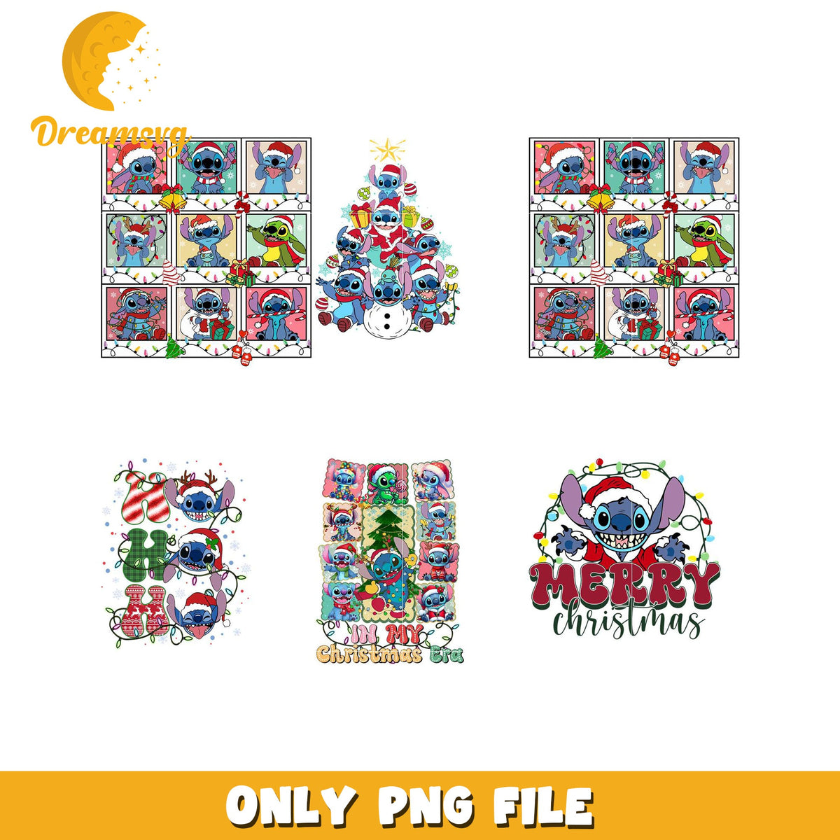 Christmas Bundle PNG with Fun Stitch Decorations and More