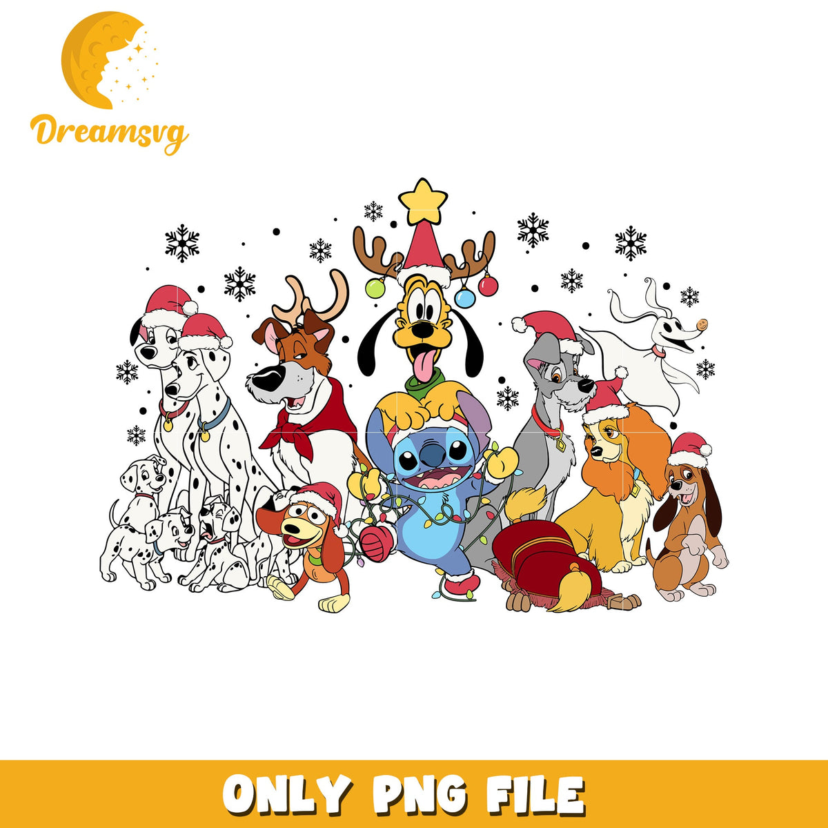 Christmas dog png, disney christmas art png, disney festive mood png