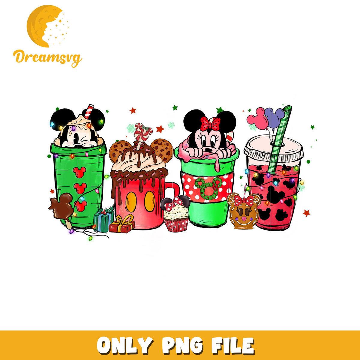 Christmas mickey and minnie png, disney spirit png, cozy disney png