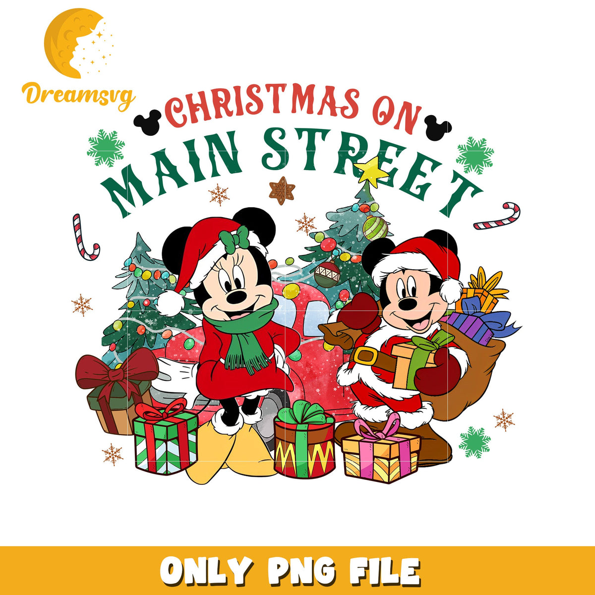 Christmas on street png, festive disney png, winter wonderland png