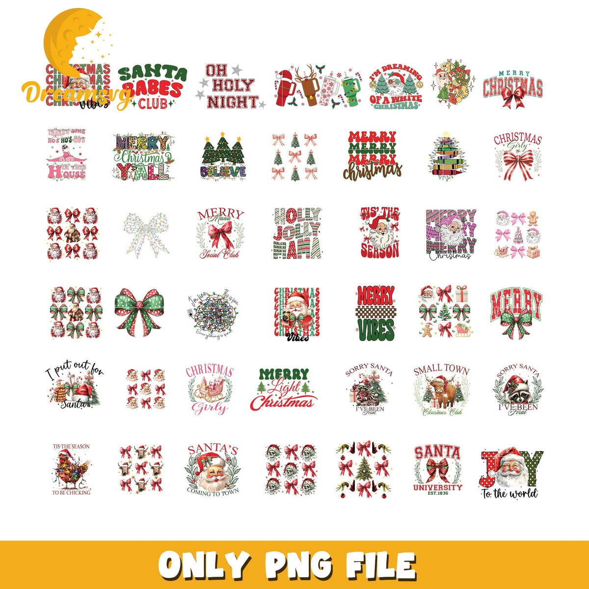 Christmas girly design bundle png, christmas vibes png, christmas santa png