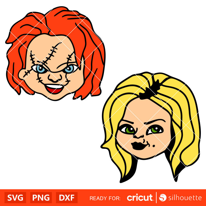 Chucky & Tiffany Bundle Svg, Friends Till The End Svg, Halloween Svg, Horror Movie Svg, Cricut, Silhouette Vector Cut File