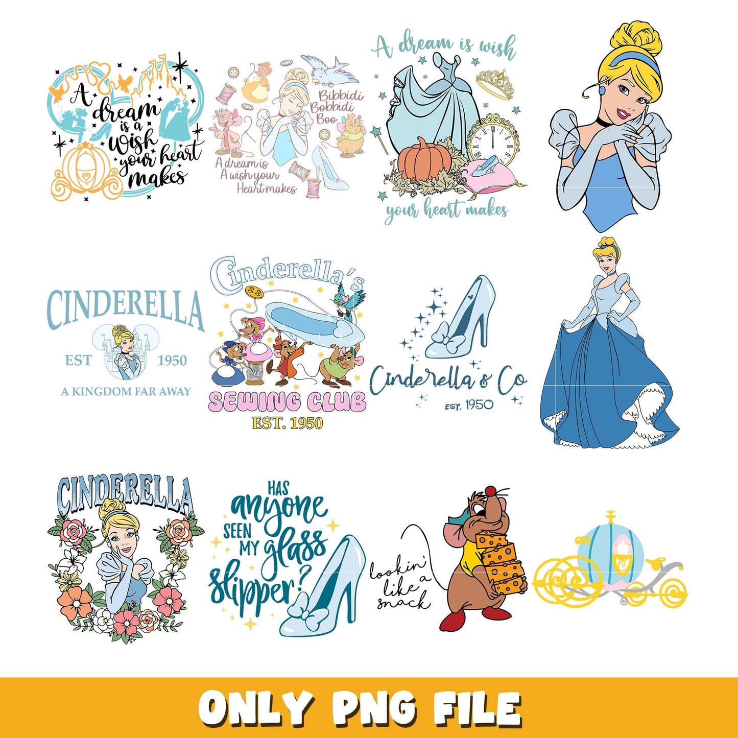 Cinderella Princess bundle png, Princess png, Disney cartoon png, Digital download
