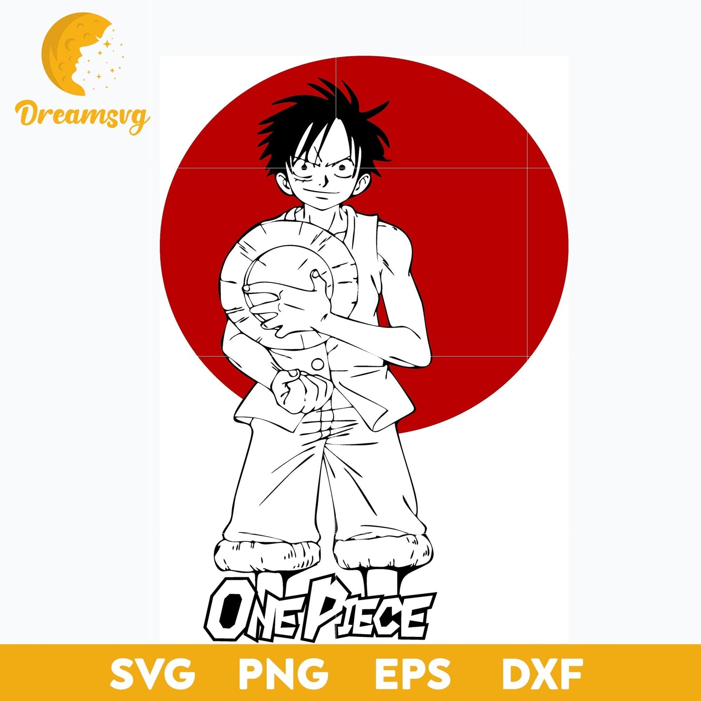 Circle Red Luffy One Piece Svg, Luffy One Piece Svg, file for cricut, Anime svg, png, eps, dxf digital download