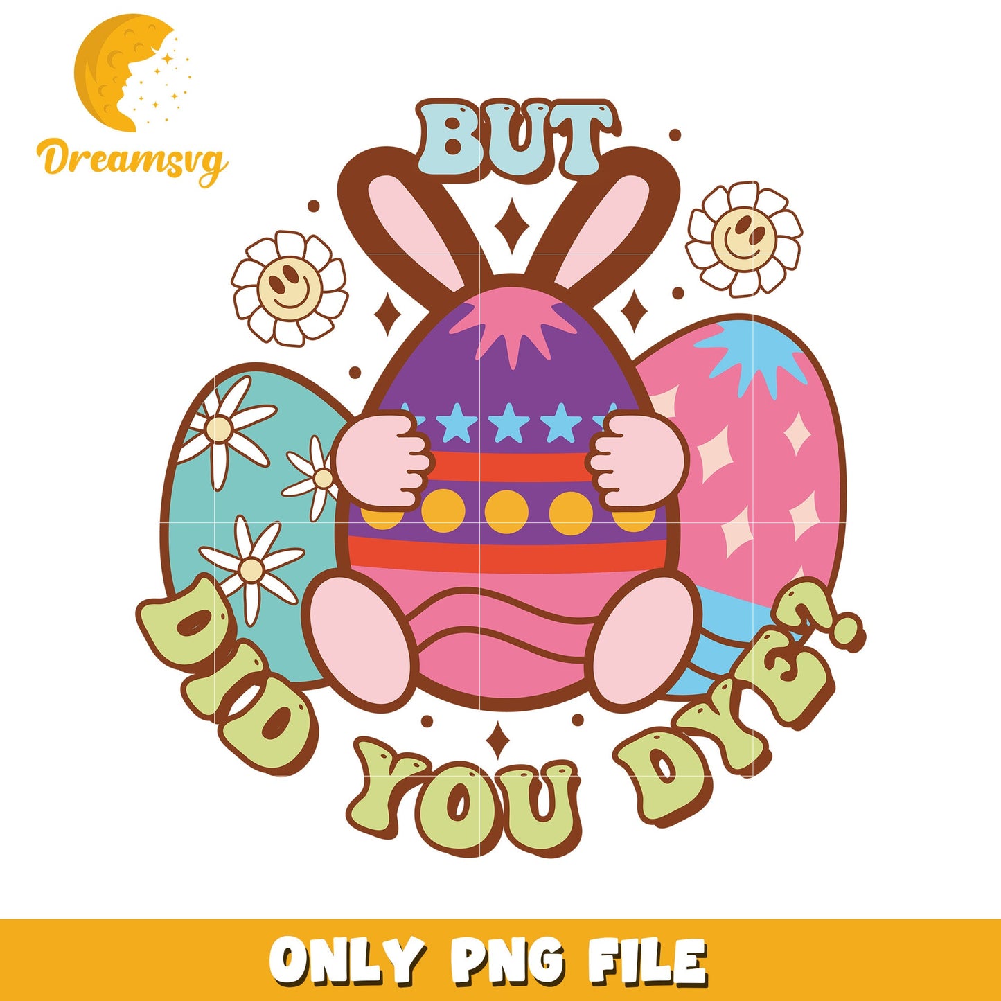 Colorful Easter Bunny Holding Egg Fun Graphic PNG Design