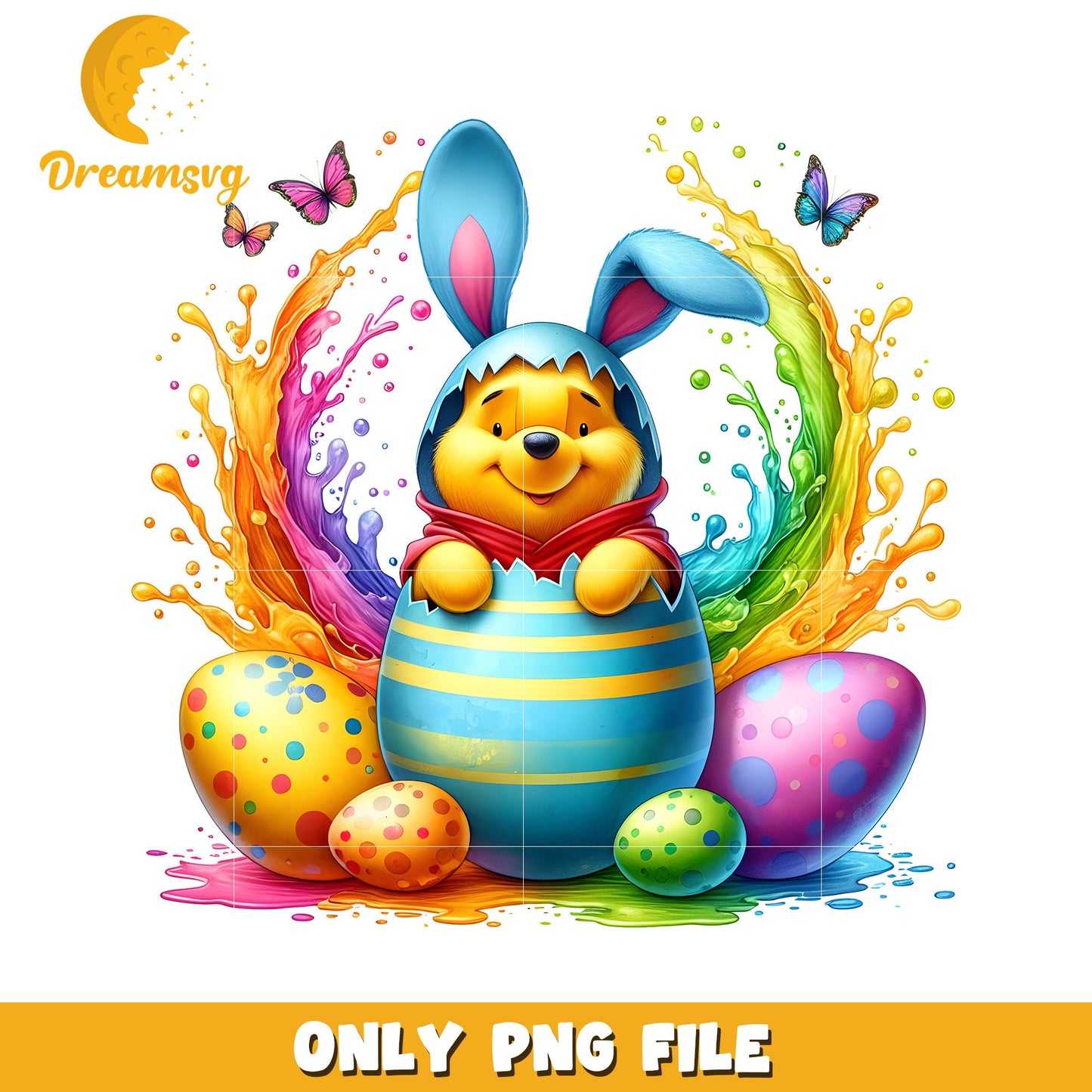 Colorful eggs costume pooh bear png, disney easter eggs png