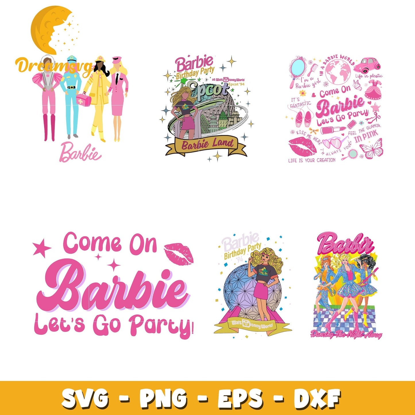 Barbie birthday party design design svg, birthday barbie svg