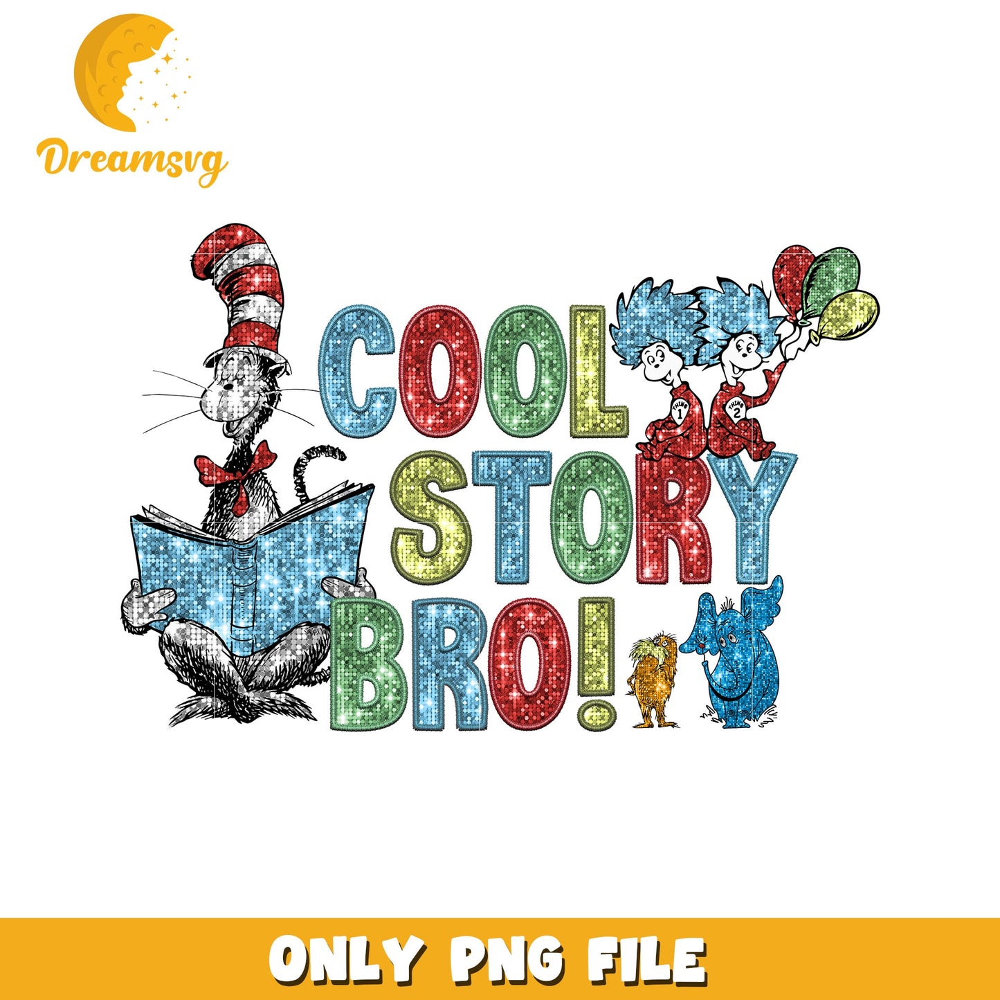 Cool Story Bro Funny Cat in Hat Illustrated PNG Design File
