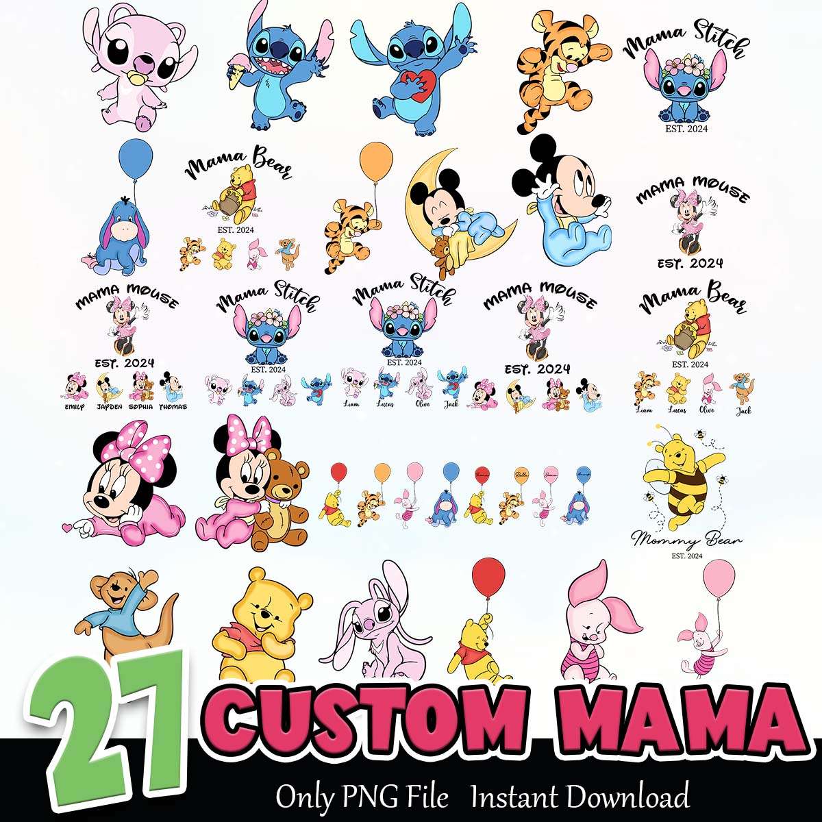 Custom Mama PNG Bundle Sublimation Instant Download