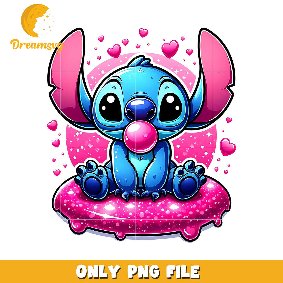 Cute Blue Character with Heart Background PNG Design