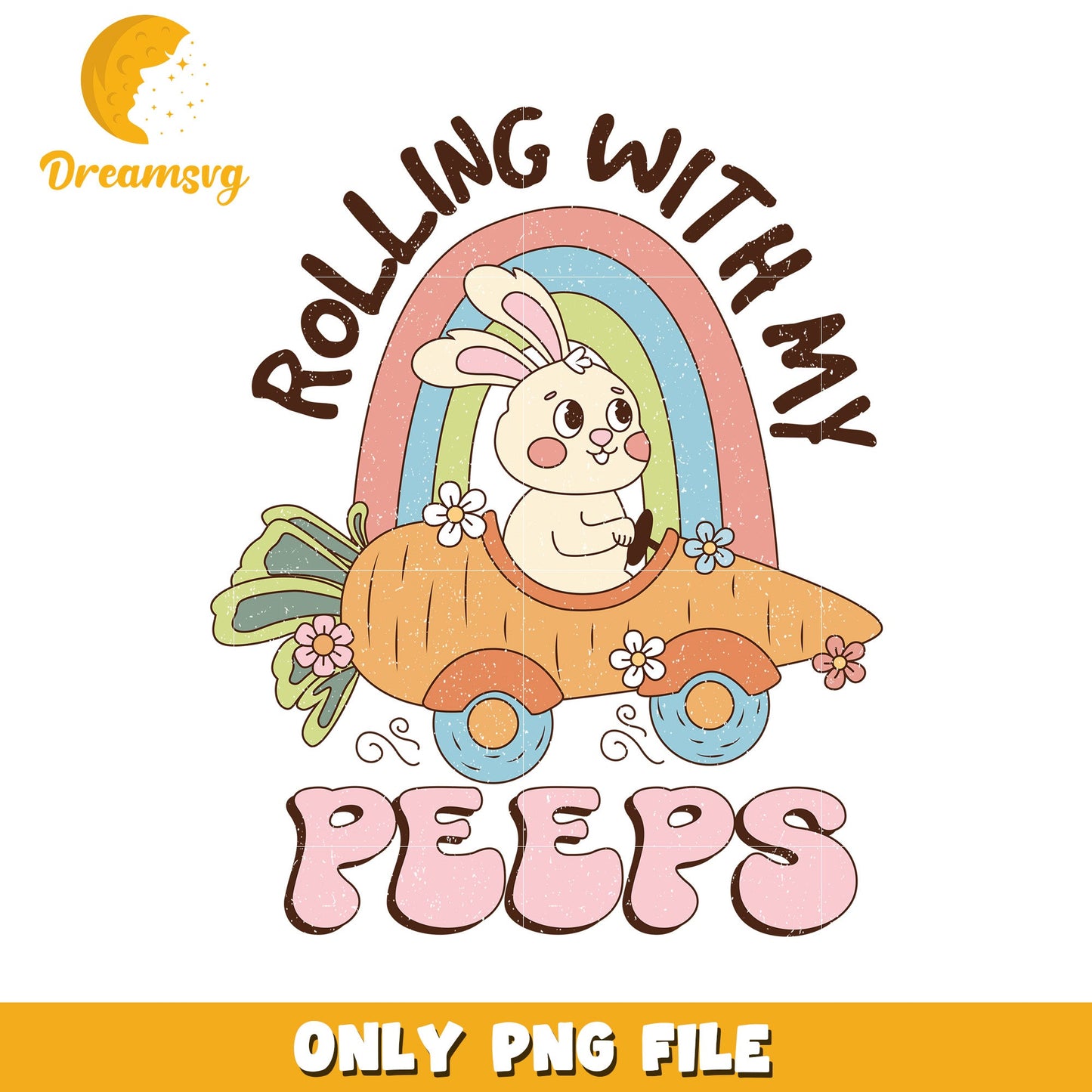Cute Bunny Car Design Rolling with My Peeps PNG Art