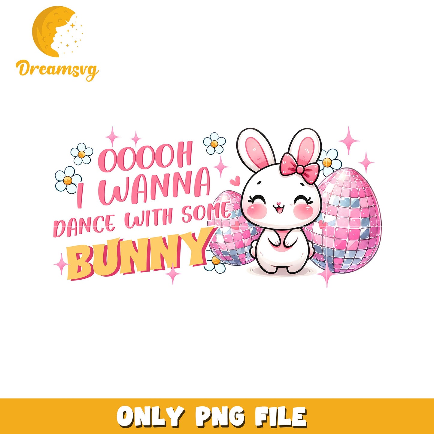 Cute Bunny Disco Easter PNG Image