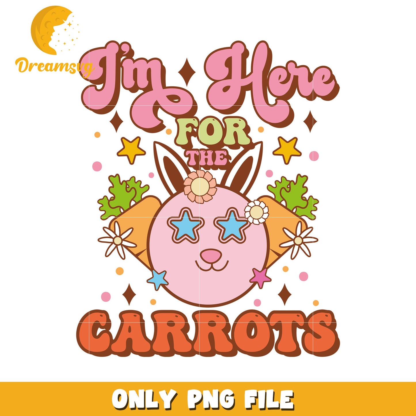 Cute Bunny Here for Carrots PNG Graphic Design Download