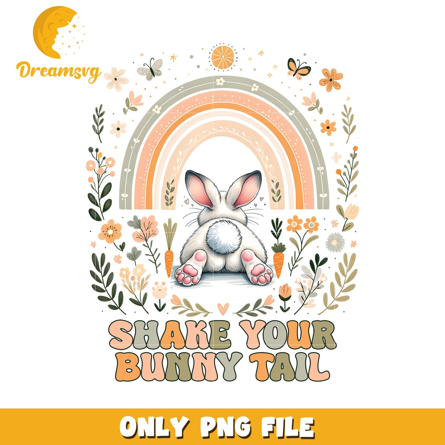 Cute Bunny Rainbow PNG Shake Your Bunny Tail