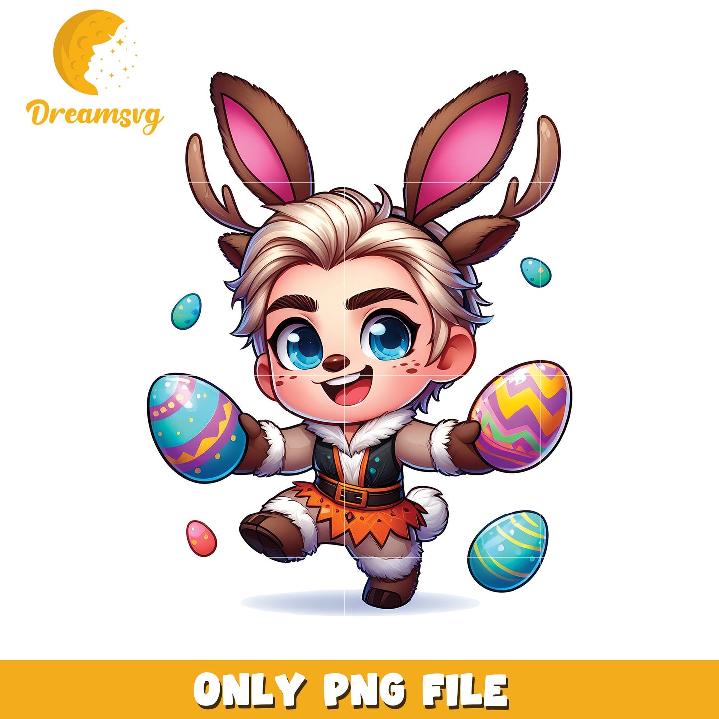 Cute Easter Reindeer Boy PNG