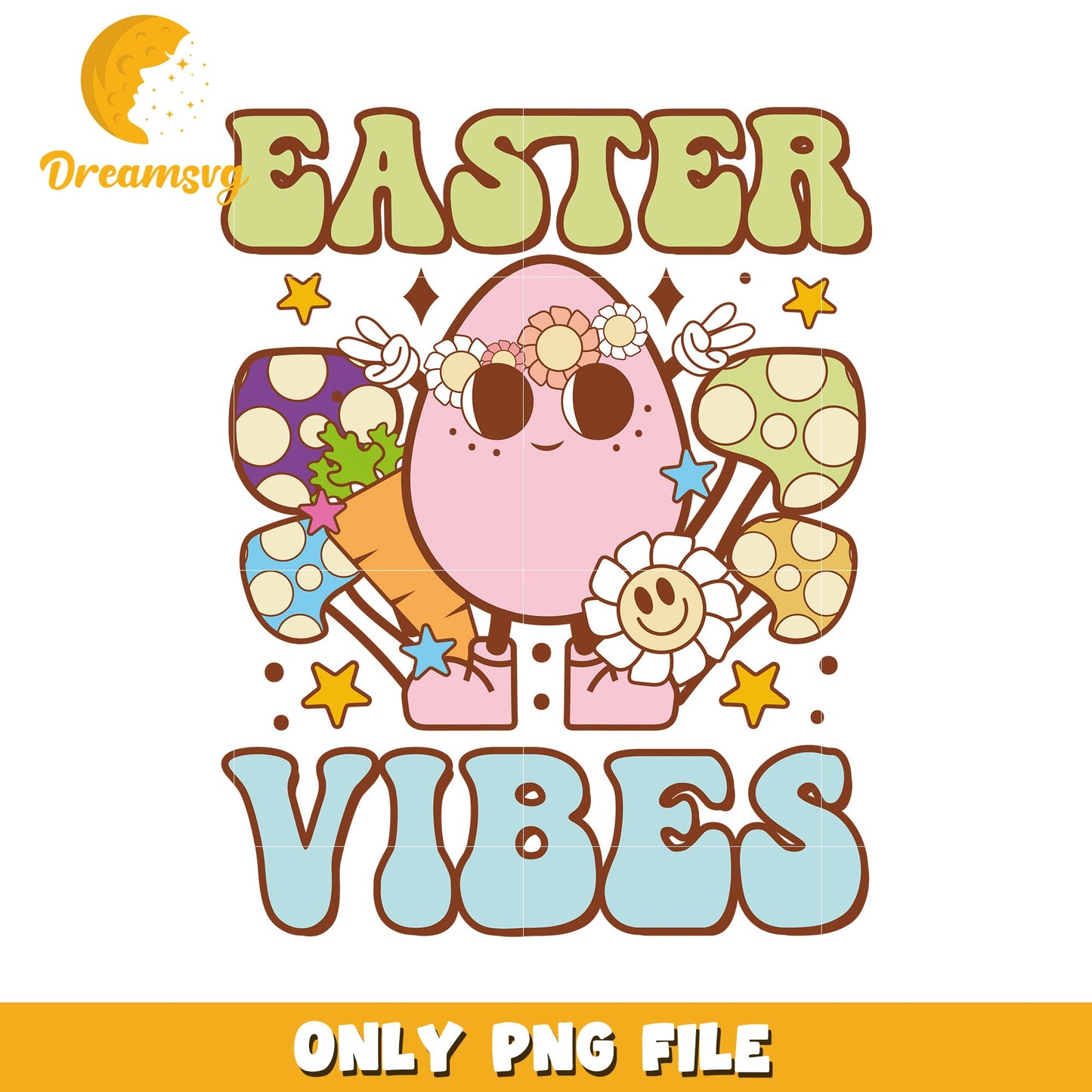 Cute Easter Vibes Character PNG for Spring Celebrations