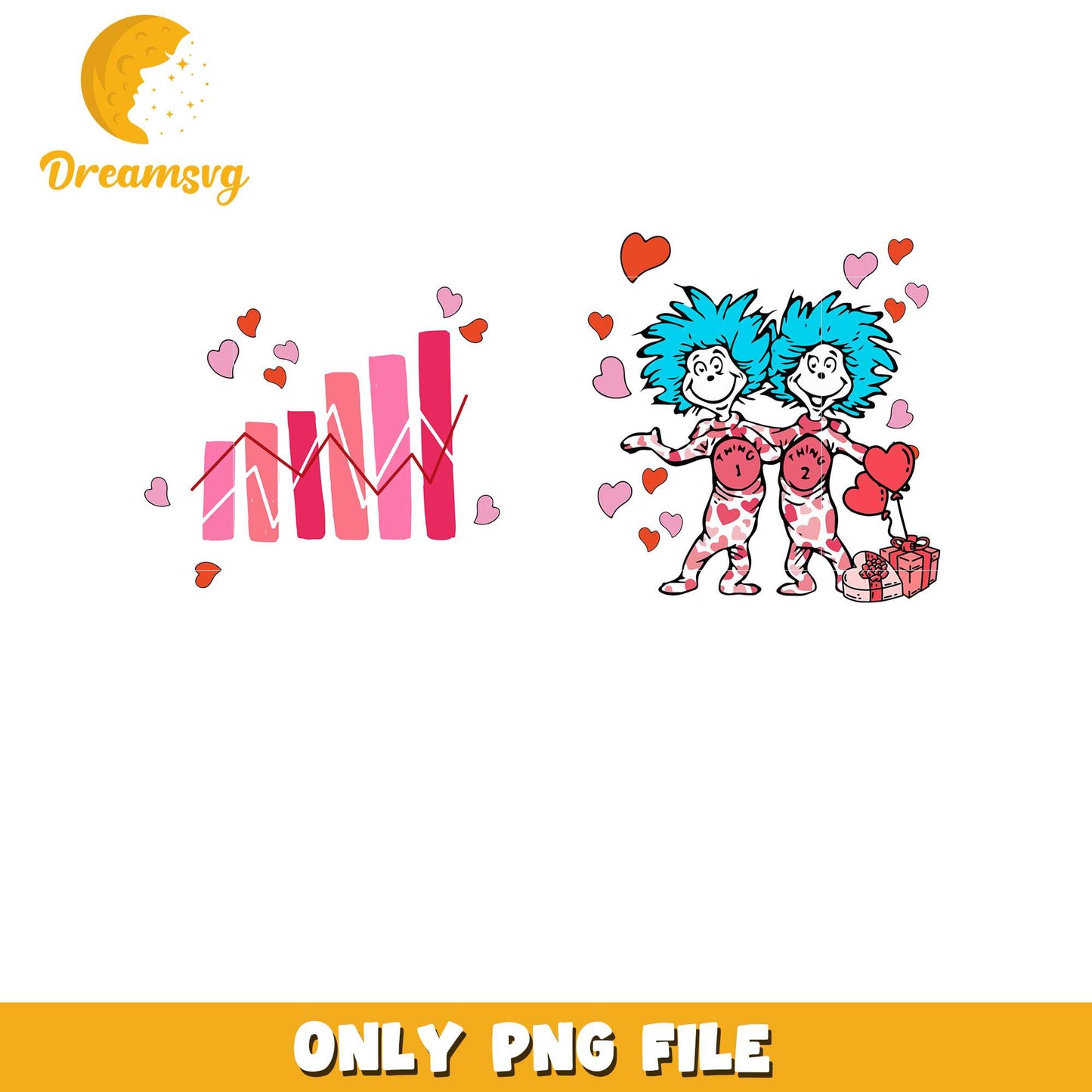 Cute Heart Graph and Character Love PNG Design File