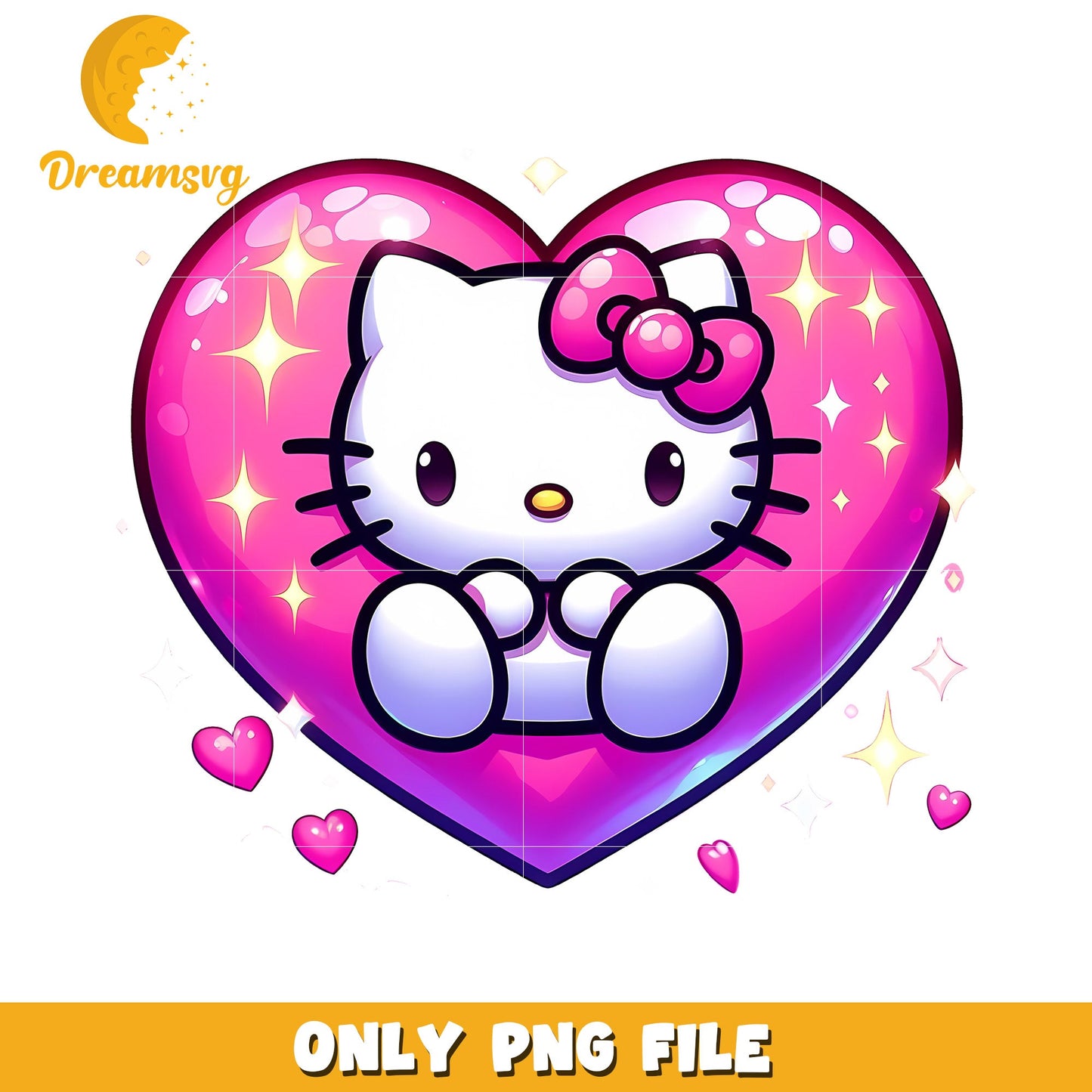 Cute Hello Kitty Heart Graphic PNG for Kids and Fans